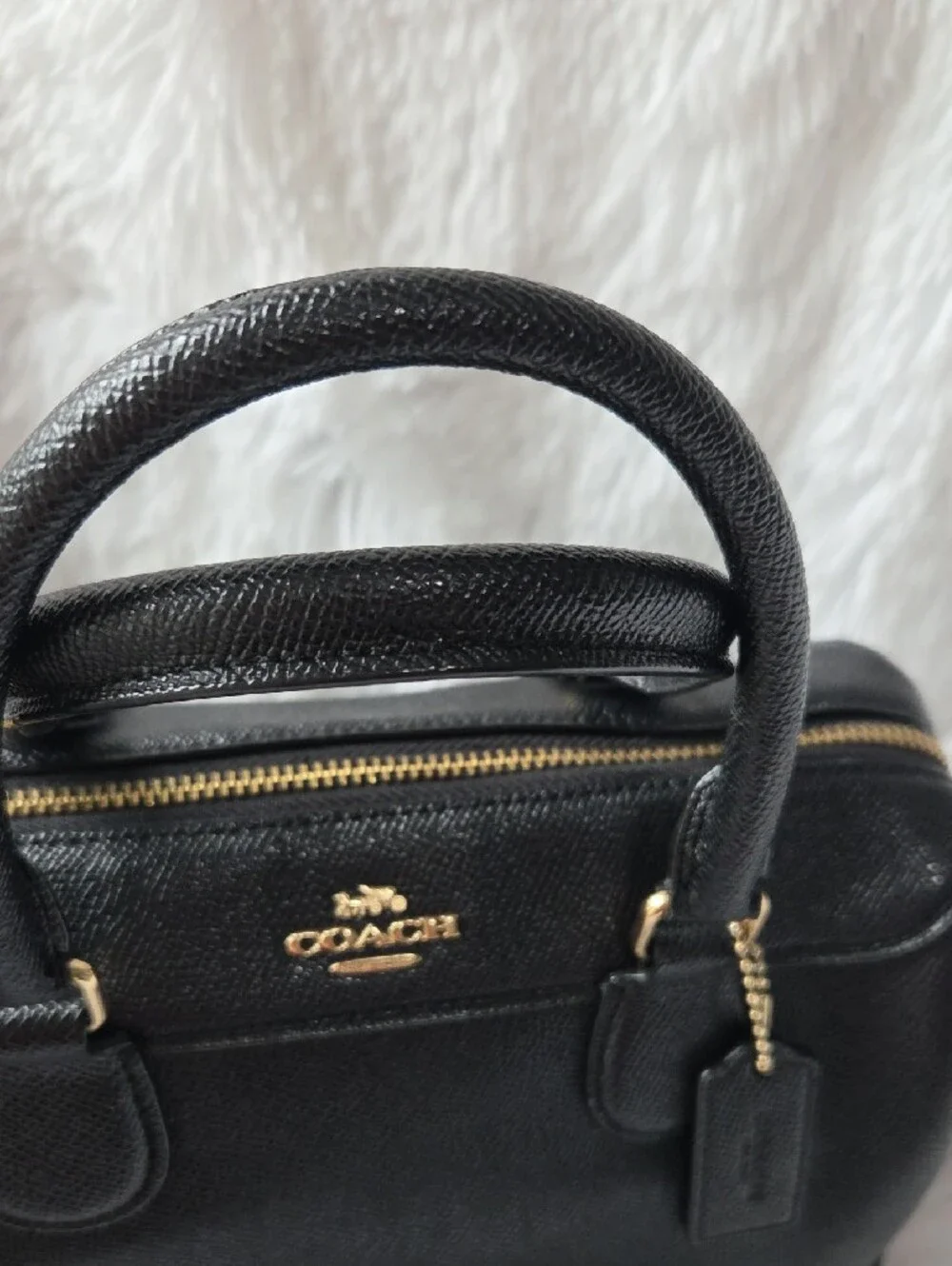 Coach Black Leather Mini Rowan with Gold-Tone Accents - Picture 4 of 9